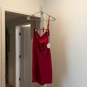 Staud Lydia Ruby Red Slip Dress